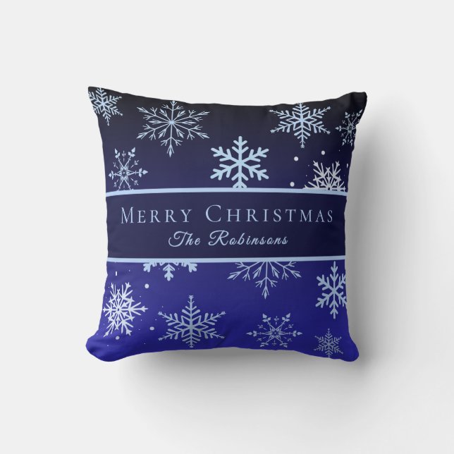 Modern Blue Snowflakes  Kissen (Vorderseite)