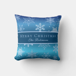 Modern Blue Snowflakes  Kissen
