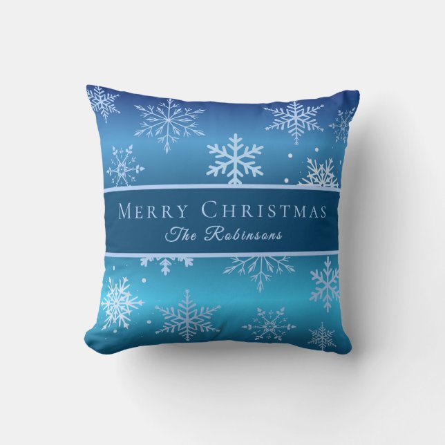 Modern Blue Snowflakes  Kissen (Vorderseite)