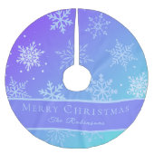 Modern Blue Snowflakes Polyester Weihnachtsbaumdecke (Vorderseite)