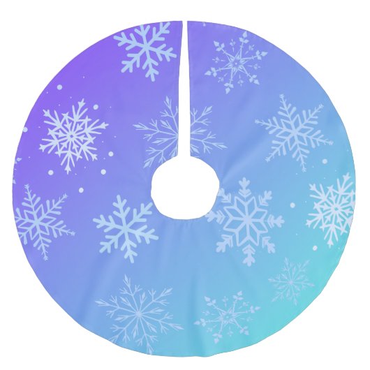 Modern Blue Snowflakes  Polyester Weihnachtsbaumdecke (Vorderseite)