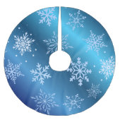 Modern Blue Snowflakes Polyester Weihnachtsbaumdecke (Vorderseite)