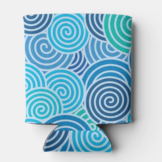 Modern Blue Spiral Muster Dosenkühler (Rückseite)