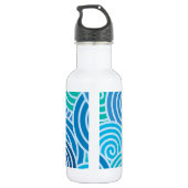 Modern Blue Spiral Muster Edelstahlflasche (Rückseite)