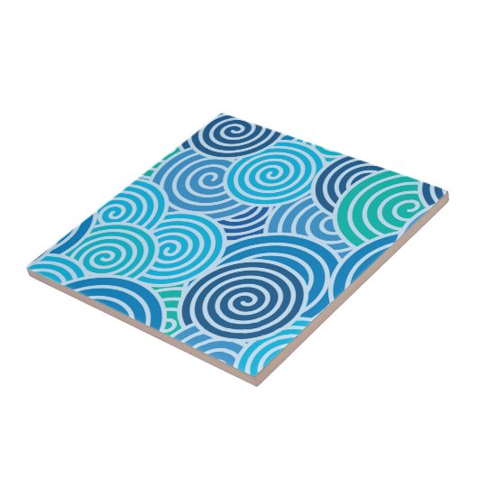 Modern Blue Spiral Muster Fliese (Seite)