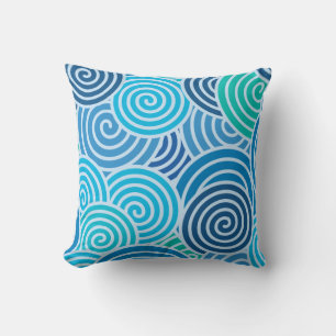 Modern Blue Spiral Muster Kissen