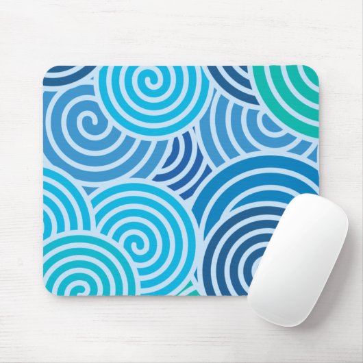 Modern Blue Spiral Muster Mousepad (Mit Mouse)