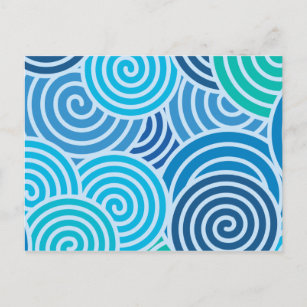 Modern Blue Spiral Muster Postkarte