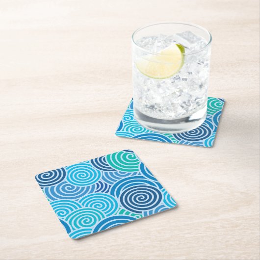 Modern Blue Spiral Muster Rechteckiger Pappuntersetzer (Vor Ort)