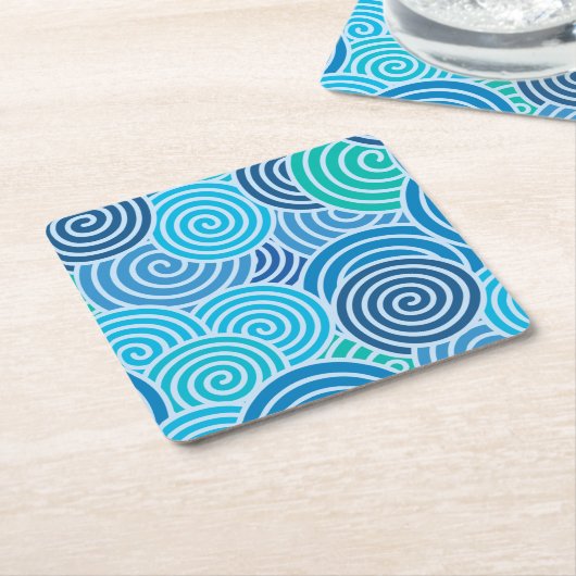 Modern Blue Spiral Muster Rechteckiger Pappuntersetzer (angewinkelt)