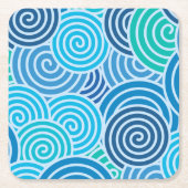 Modern Blue Spiral Muster Rechteckiger Pappuntersetzer (Vorderseite)