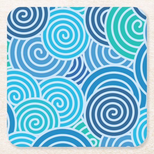 Modern Blue Spiral Muster Rechteckiger Pappuntersetzer (Vorderseite)