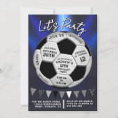 Modern Blue Sporty Soccer Boys Birthday Einladung (Vorderseite)