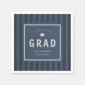 Modern Blue Sporty Stripes Graduation Party Serviette (Vorderseite)