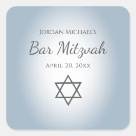 Modern Blue Star of David Simple Bar Mitzvah Quadratischer Aufkleber