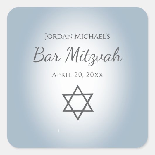 Modern Blue Star of David Simple Bar Mitzvah Quadratischer Aufkleber (Vorderseite)