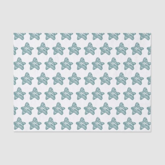 Modern Blue Star Sketch Pattern Seidenpapier (Vorderseite)