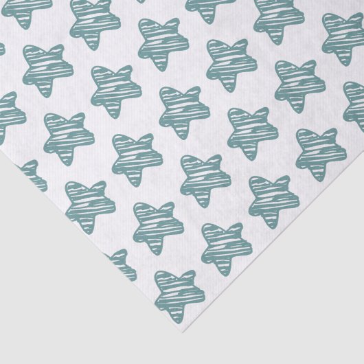 Modern Blue Star Sketch Pattern Seidenpapier (Ausschnitt)