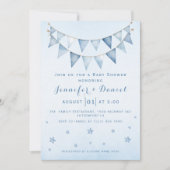 Modern Blue Starry Sky Baby Dusche Pennant Bunting Einladung (Vorderseite)