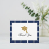 Modern Blue Strip Abschluss Vielen Dank Postkarte (Stehend Vorderseite)