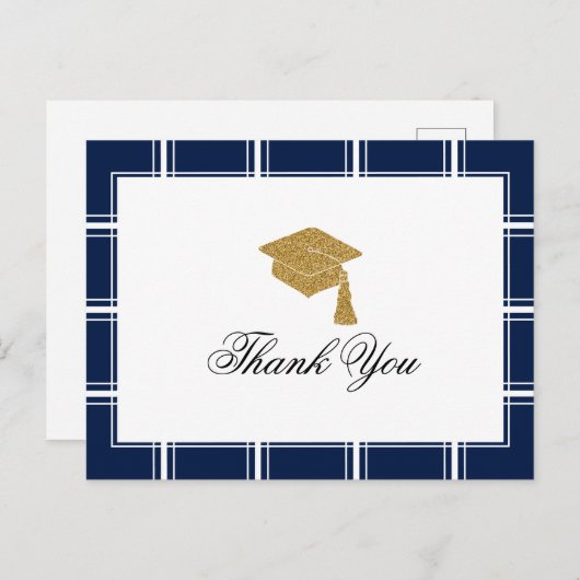 Modern Blue Strip Abschluss Vielen Dank Postkarte (Vorne/Hinten)