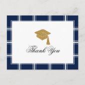 Modern Blue Strip Abschluss Vielen Dank Postkarte (Vorderseite)