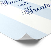 Modern Blue Stripe Heart Valentine Favors Poster (Ecke)