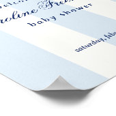 Modern Blue Stripe Heart Valentine Table Welcome Poster (Ecke)