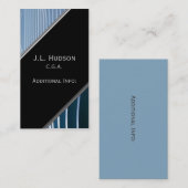 Modern Blue Stripes Business Card 4 Visitenkarte (Vorne/Hinten)