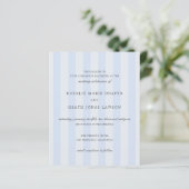 Modern Blue Stripes Elegant Budget Wedding Invite (Stehend Vorderseite)