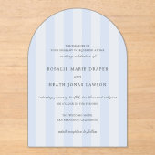 Modern Blue Stripes Elegant Wedding Acryleinladungen (Vorderseite)