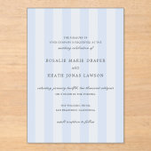 Modern Blue Stripes Elegant Wedding Acryleinladungen (Vorderseite)