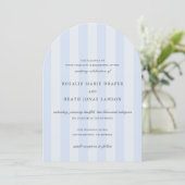 Modern Blue Stripes Elegant Wedding Einladung (Stehend Vorderseite)