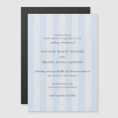 Modern Blue Stripes Elegant Wedding Magneteinladung (Vorne/Hinten)