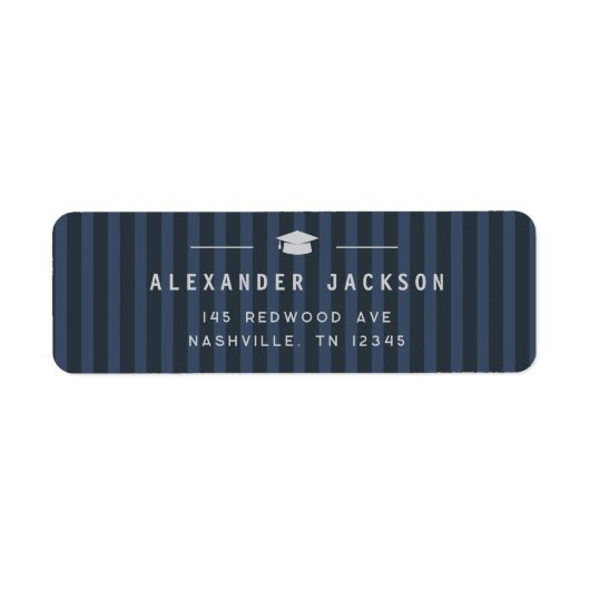 Modern Blue Stripes Graduation Return Address (Vorne)