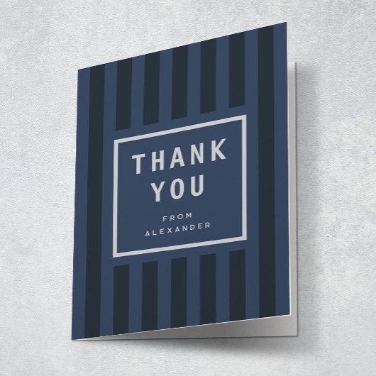 Modern Blue Stripes Graduation Thank You Dankeskarte