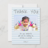 Modern Blue Stripes Kids Foto Geburtstag Vielen Da (Vorderseite)