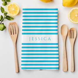 Modern Blue Stripes Mustername Geschirrtuch