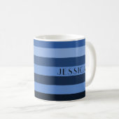 Modern Blue Stripes Mustername Kaffeetasse (VorderseiteRechts)