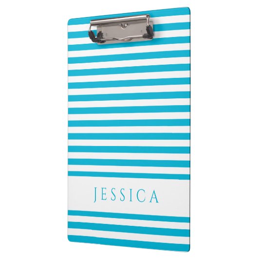 Modern Blue Stripes Mustername Klemmbrett (Links)