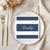 Modern Blue Stripes Mustername Serviette