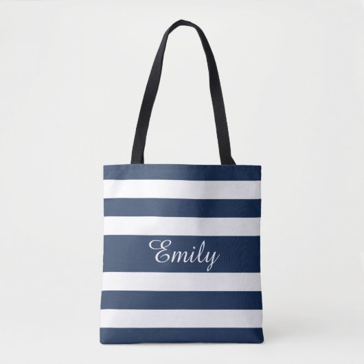 Modern Blue Stripes Mustername Tasche (Vorderseite)