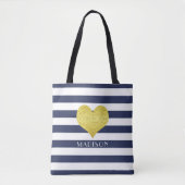 Modern Blue Stripes Mustername Tasche (Vorderseite)