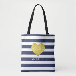 Modern Blue Stripes Mustername Tasche