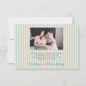 Modern Blue Stripes Two Photo Baby Shower Message Dankeskarte (Rückseite)