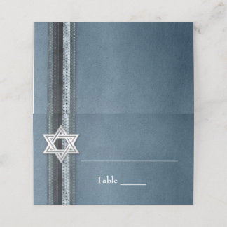 Modern Blue Striping Bar Mitzvah Platzkarte