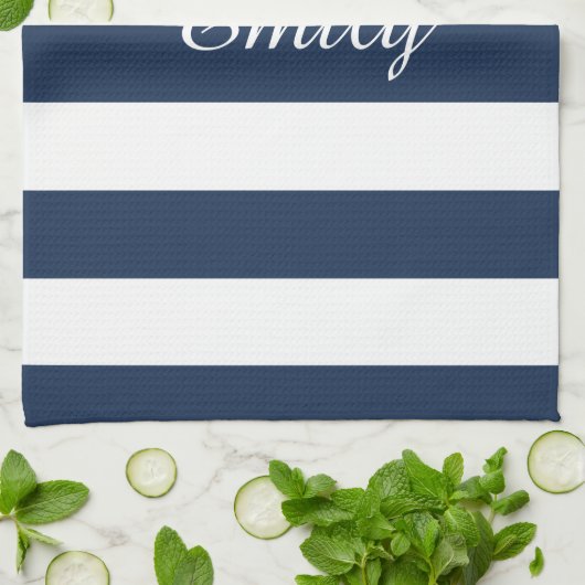 Modern Blue Striping Mustername Geschirrtuch (Gefaltet)