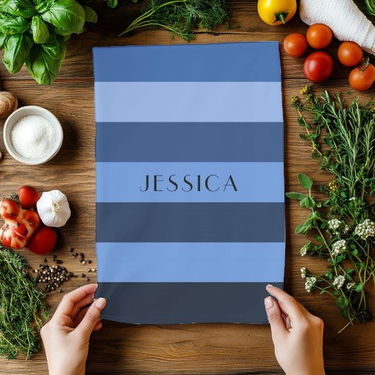 Modern Blue Striping Mustername Geschirrtuch