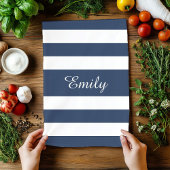 Modern Blue Striping Mustername Geschirrtuch