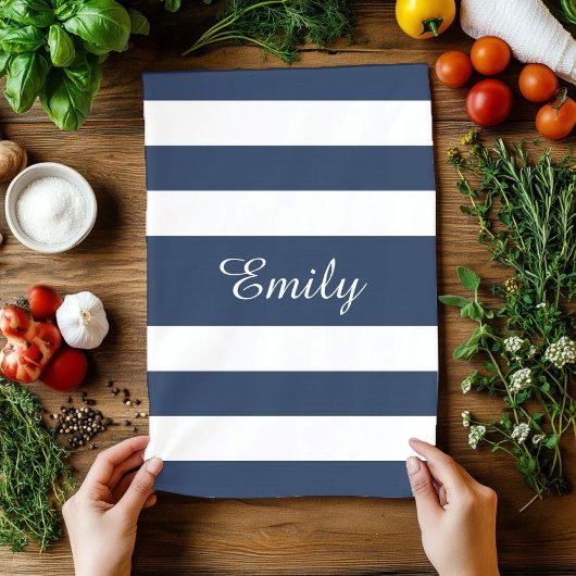 Modern Blue Striping Mustername Geschirrtuch